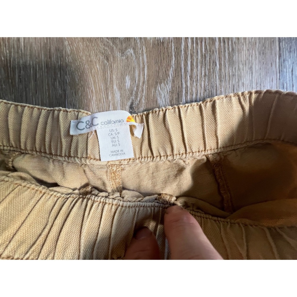 C&C California Shorts Womens Small Tan Excellent Elastic Drawstring Utility - Picture 2 of 5